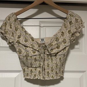 BDG Floral Beige Crop Top, Small, NWOT